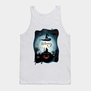 Halloween Night Party Decoration. Treat or Trick Characters Paper Art, Cut paper Handmade style. T-Shirt Tank Top